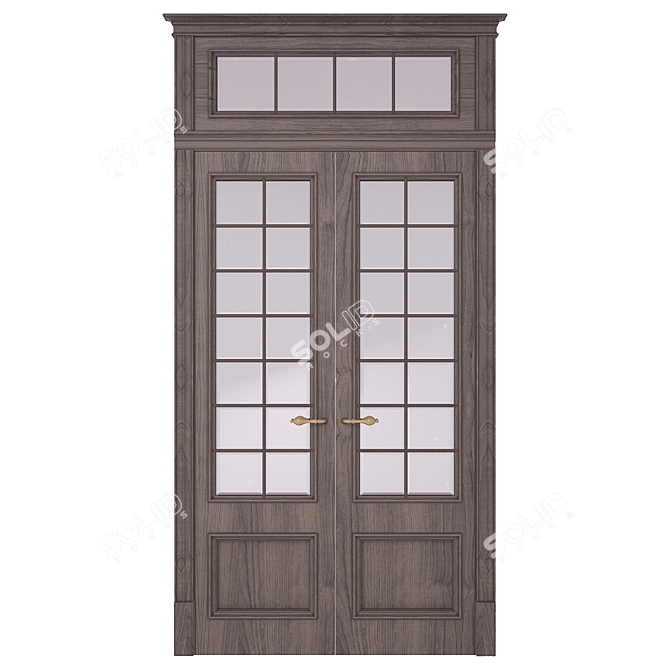 Elegant Walnut Veneer Entrance Door 3D model image 1