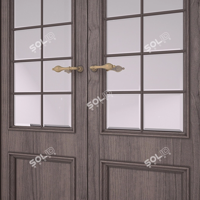 Elegant Walnut Veneer Entrance Door 3D model image 3
