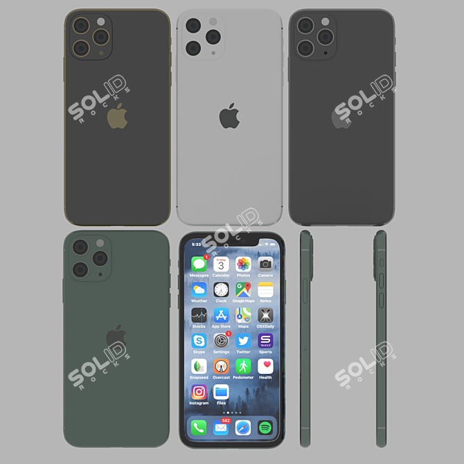 Sleek 2019 iPhone 11 Pro 3D model image 1