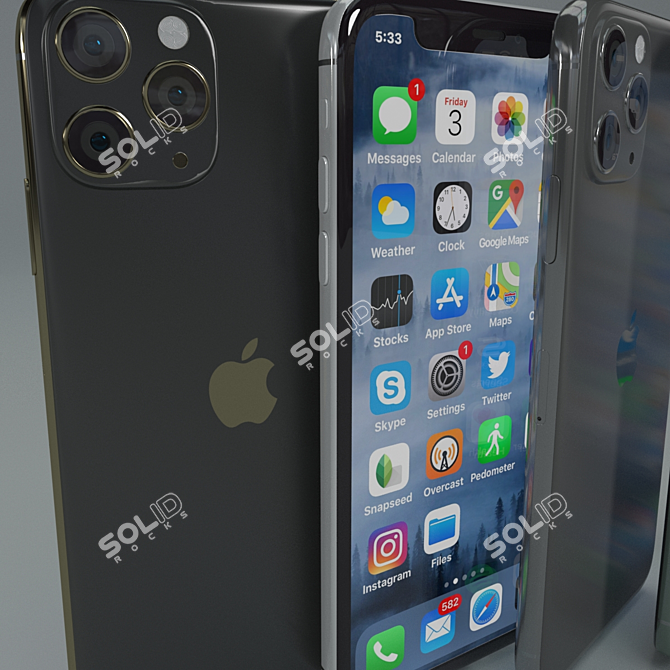 Sleek 2019 iPhone 11 Pro 3D model image 3