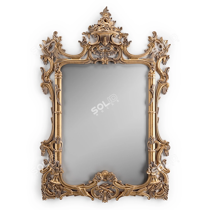 Elegant Chippendale Gold Leaf Mirror 3D model image 1