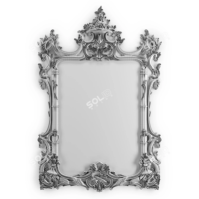 Elegant Chippendale Gold Leaf Mirror 3D model image 2