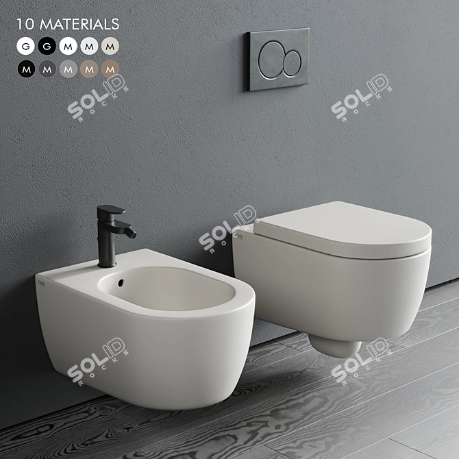 Ceramica Cielo Smile Wall-Hung WC: Stylish and Space-Saving 3D model image 1