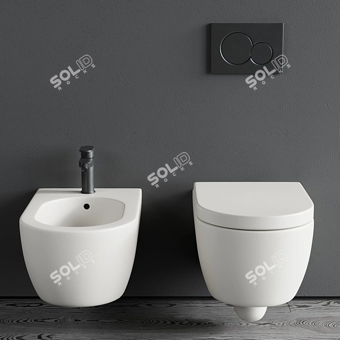 Ceramica Cielo Smile Wall-Hung WC: Stylish and Space-Saving 3D model image 2