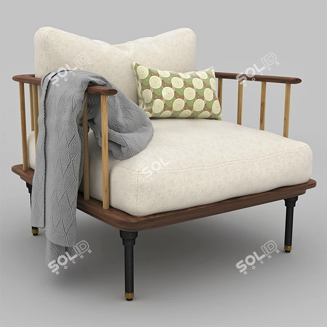 Luxury Linen Kalmar Armchair 3D model image 2