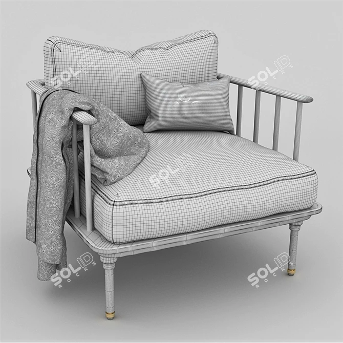 Luxury Linen Kalmar Armchair 3D model image 3