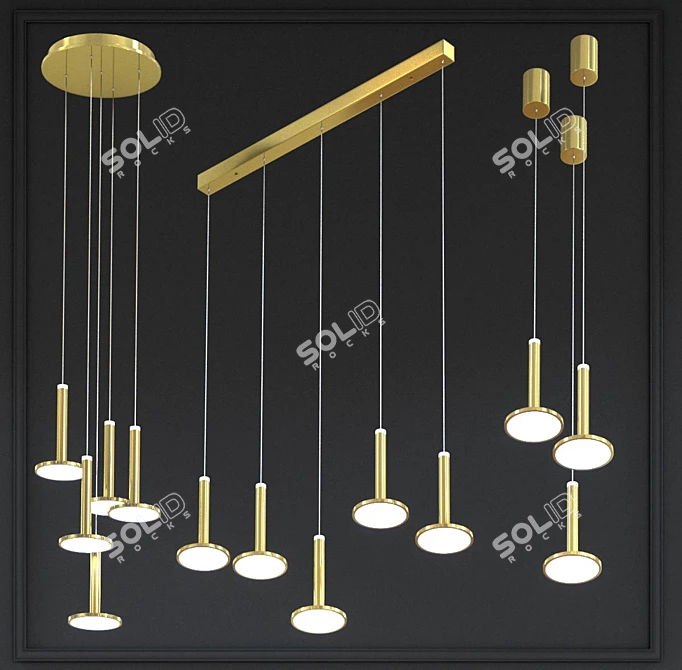 Elegant Trio of Palencia Chandeliers 3D model image 1