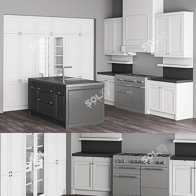 AGA Mercury 48 Dual Fuel: Elegant Kitchen Upgrade 3D model image 1