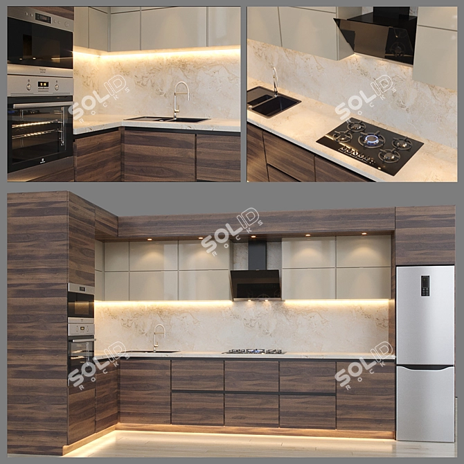 Gas Cooktop with Built-in Electric Oven 3D model image 1