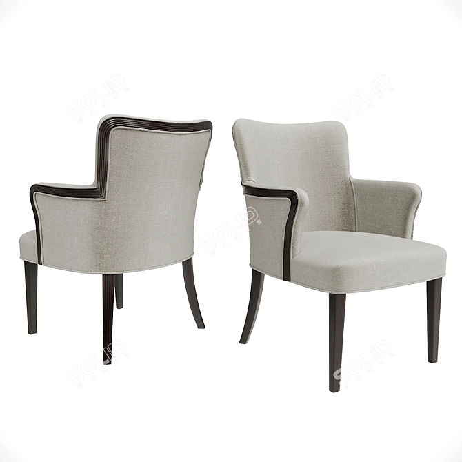 Almont Dining Armchair with Reeded Wood Trim 3D model image 1