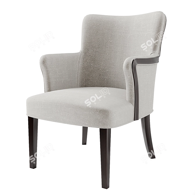 Almont Dining Armchair with Reeded Wood Trim 3D model image 2