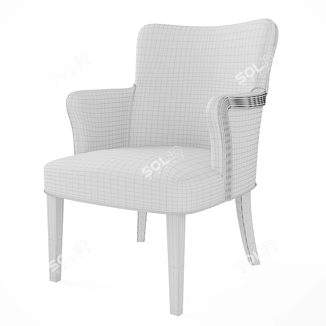 Almont Dining Armchair with Reeded Wood Trim 3D model image 3