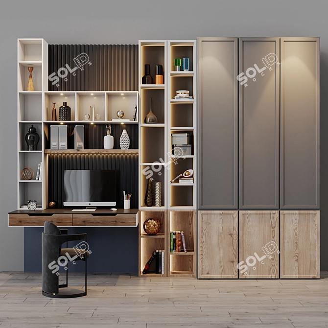 Title: Modern Workspace Desk 3D model image 1