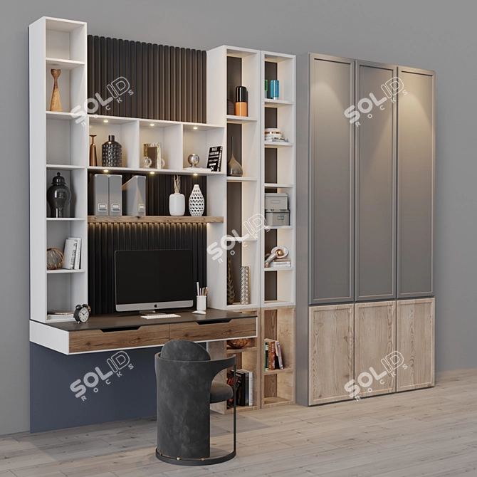 Title: Modern Workspace Desk 3D model image 2