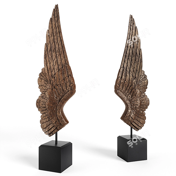 Gilded Guardian Angel Wings 3D model image 2