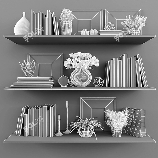 Elegant 43-Piece Decor Set 3D model image 3