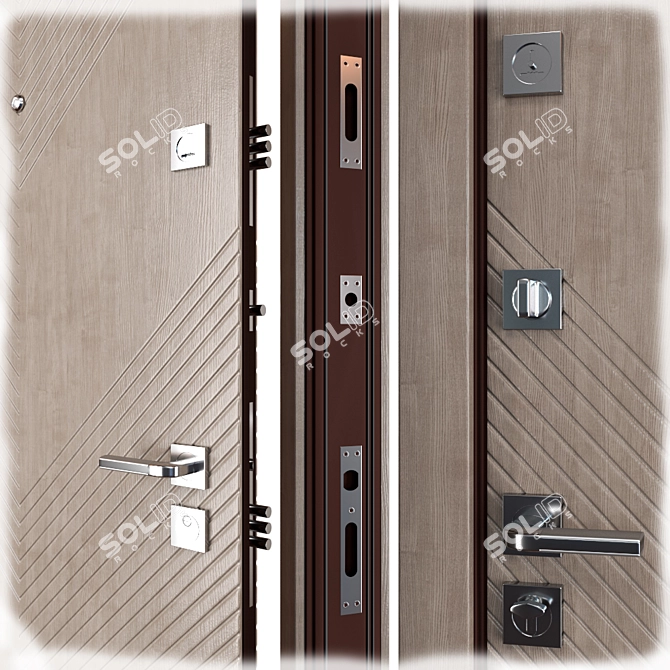 Olion Zimen Metal Entrance Door - Stylish and Secure 3D model image 2