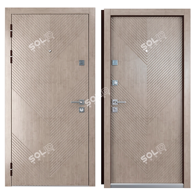 Olion Zimen Metal Entrance Door - Stylish and Secure 3D model image 3