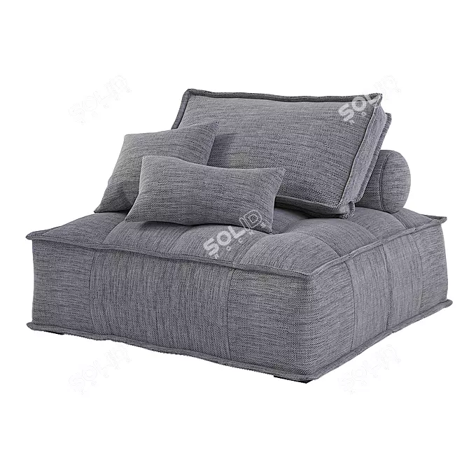 Elegant Charcoal Gray Sofa Armchair 3D model image 1