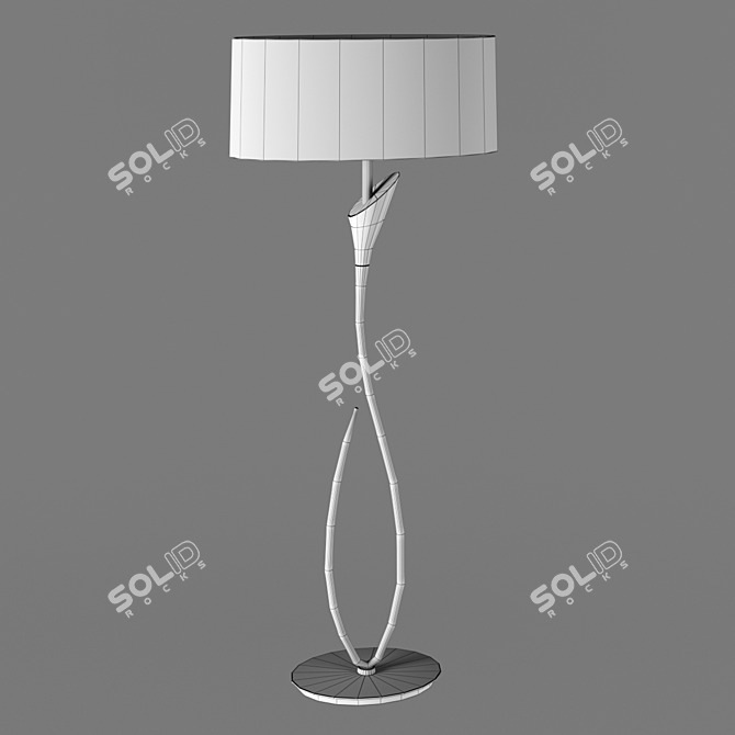 Elegant Lua Floor Lamp with Cotton Shade 3D model image 2