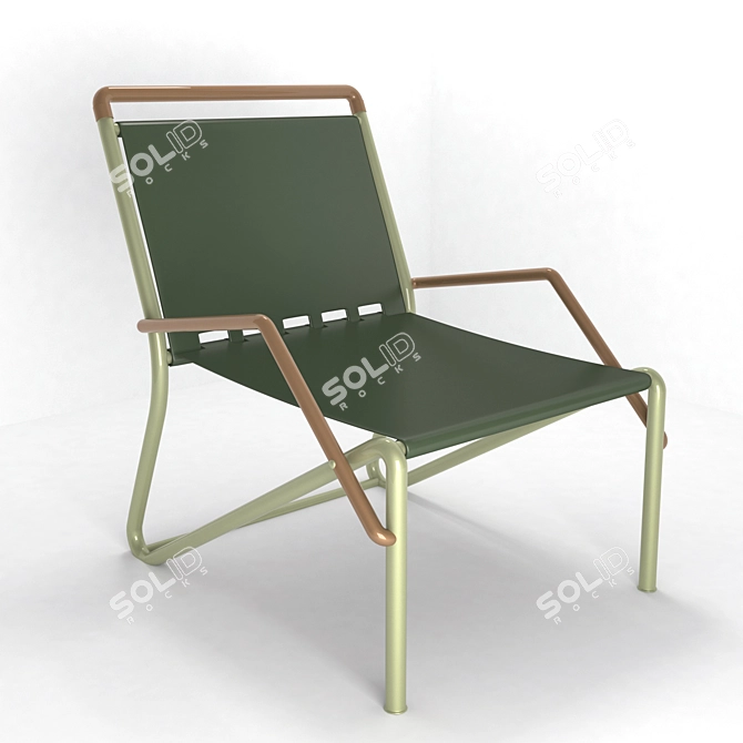 Compact Iron Camp Chair 3D model image 1