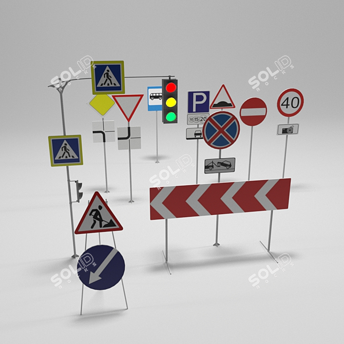 City Street Signs - 29k Polygons 3D model image 1