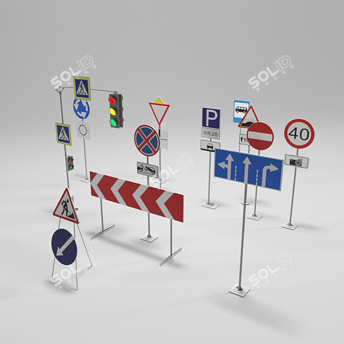 City Street Signs - 29k Polygons 3D model image 3