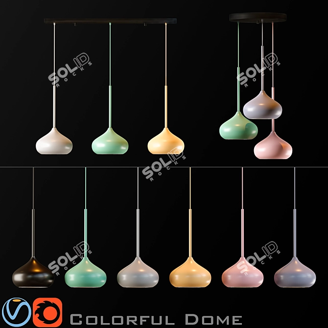 Vibrant Dome Pendant Lampshade 3D model image 1