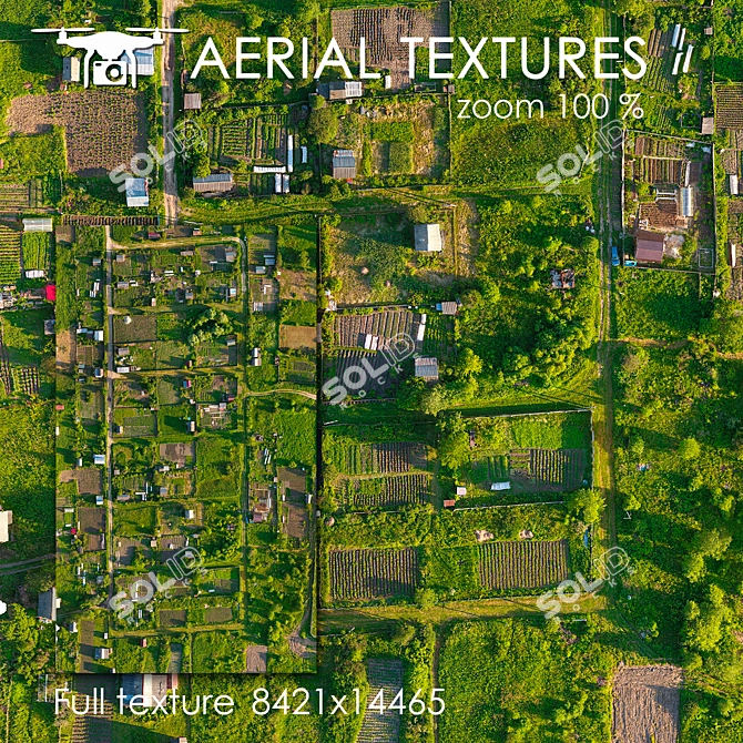 Title: Aerial Country Textured Plots 3D model image 1