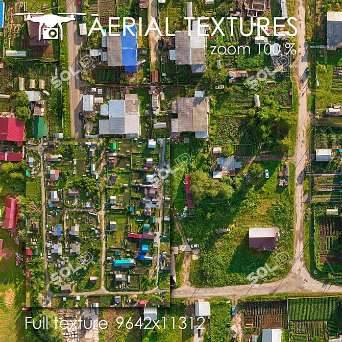 Aerial Country Textured Plots 3D model image 1
