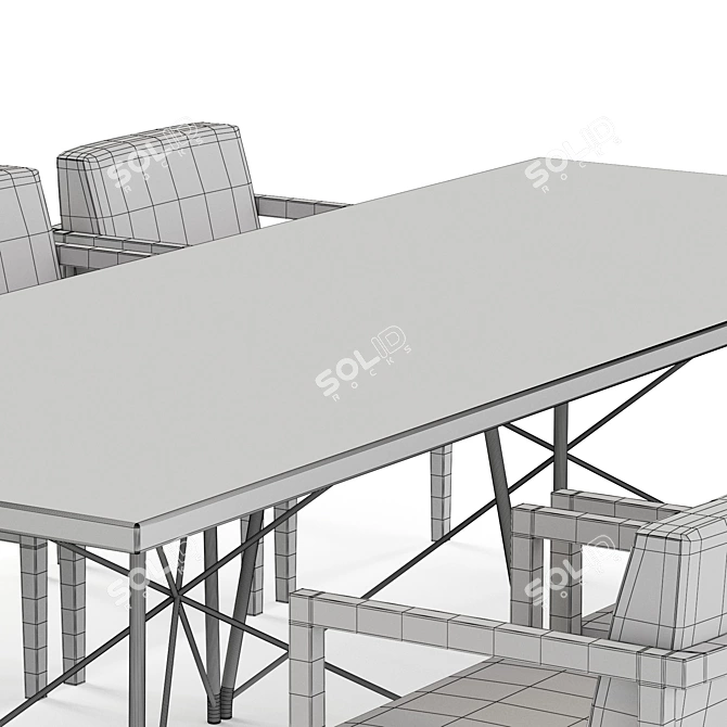 Elegant Presley Dining Table 3D model image 3