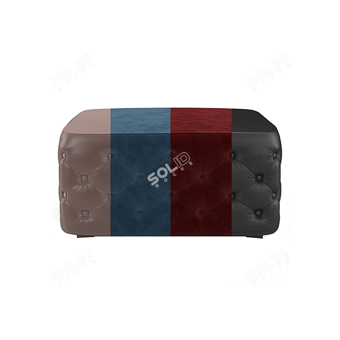 Luxury Ottoman - Black, Brown Leather & Blue, Cherry Velvet - 3dsmax, Vray, Corona - Inch Dimensions 3D model image 2