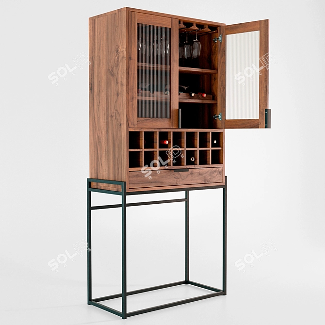 Contemporary Wine Storage Cabinet 3D model image 1