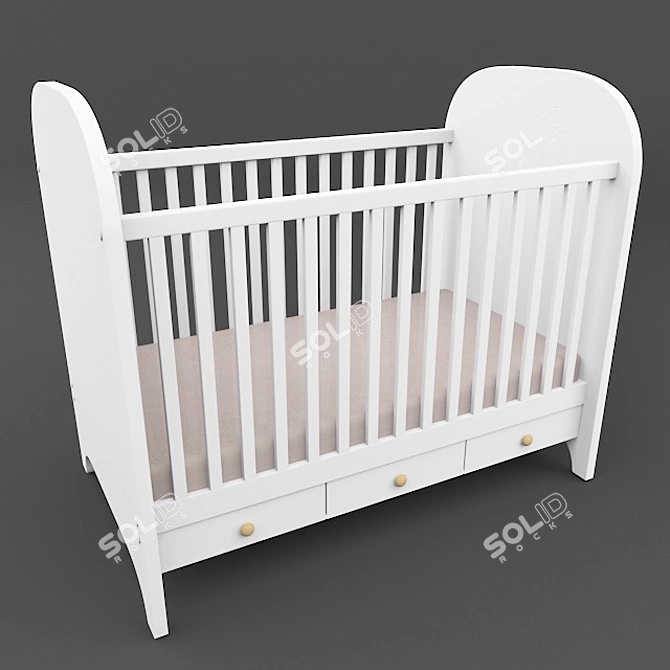 Gunat Baby Cribs - White 3D model image 1