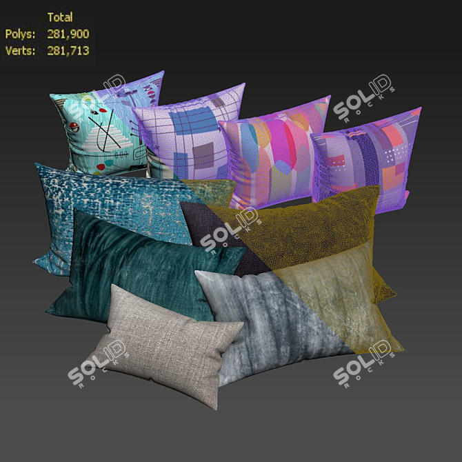 Modern Accent Pillow Set 453 3D model image 2