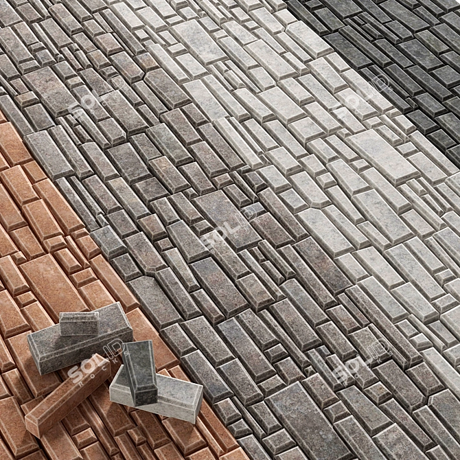 Poligon Paving Brick Bevel - High-Quality Texture, 3D Max-Compatible 3D model image 1