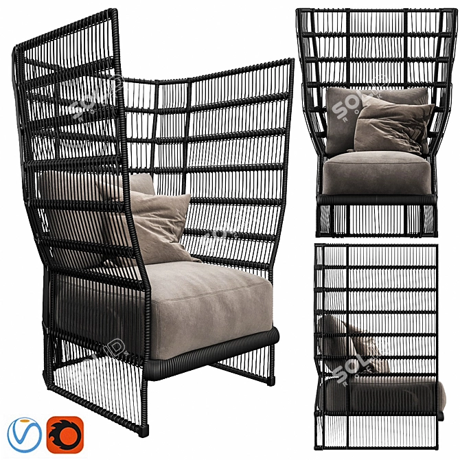 Luxury Skyline Spa Collection: Poliform Bristol Chaise Lounge 3D model image 1