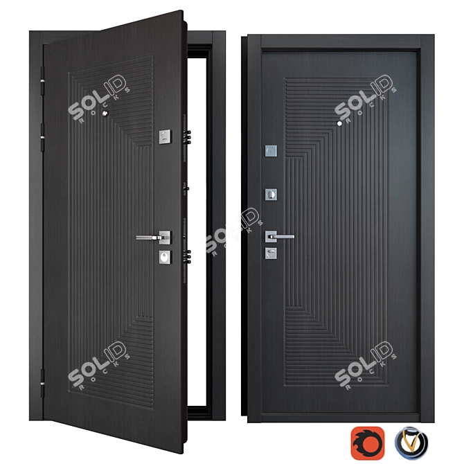 Noise (Zimen) Metal Entrance Door: Durable Security for Your Home 3D model image 1