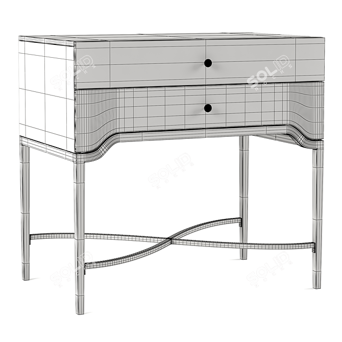 Elegant Elixir Nightstand: Curvy, Textured, Two-Drawer 3D model image 2