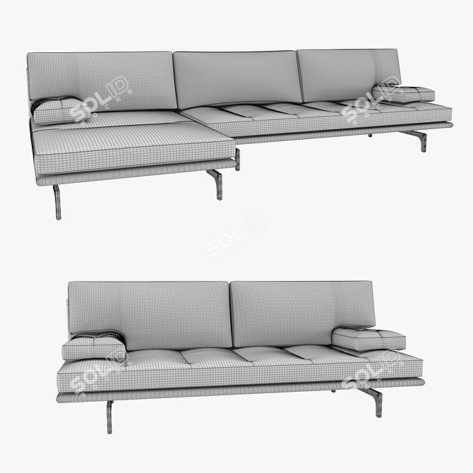 Ultra-modern Zanotta Milano Sofa 3D model image 3