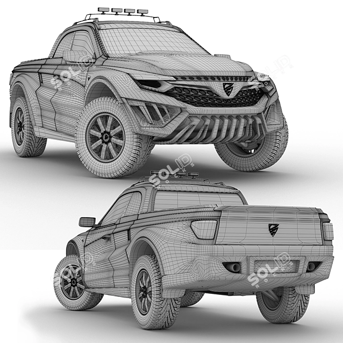 Raptor-X Jamix: Futuristic Pickup 3D model image 2