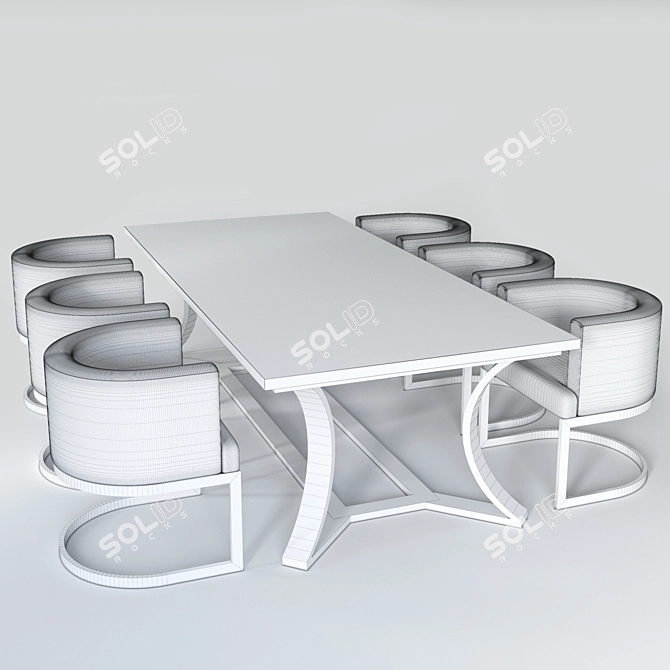 Luxury Gold Dining Set 3D model image 3