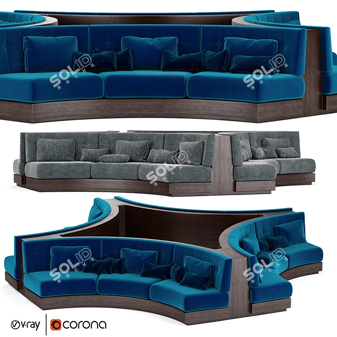 Luxury Round Sofa for Restaurant 3D model image 1