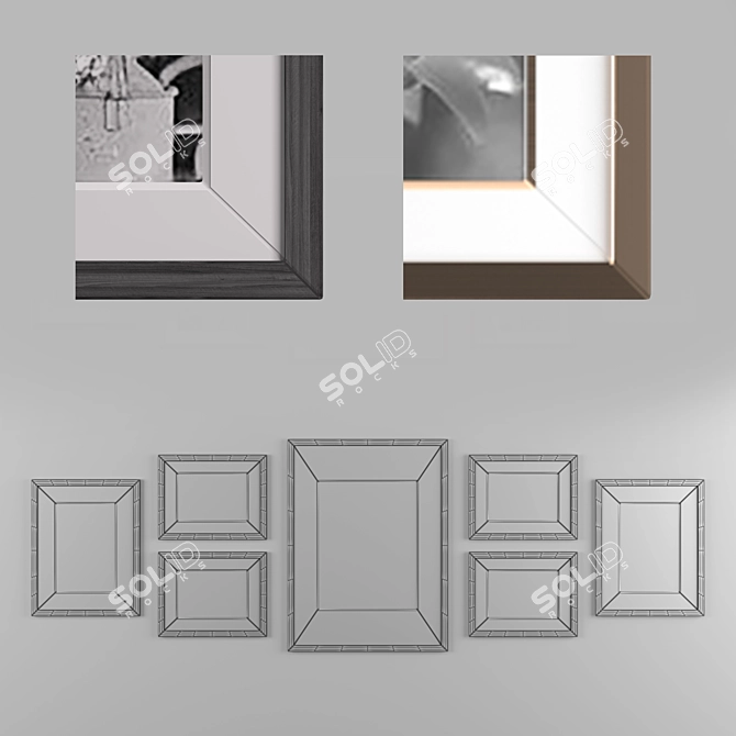 Walnut Frame Set - 7-Piece Wall Frame 3D model image 2