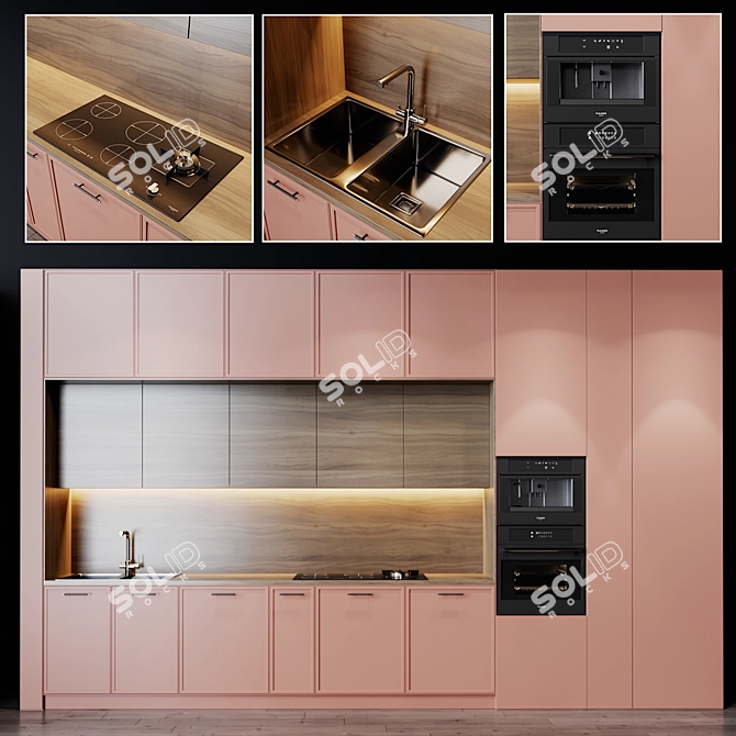 Modern Kitchen Set with Appliances 3D model image 1