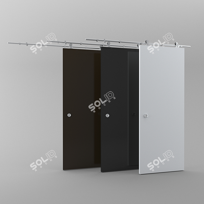 Sleek Stainless Steel Sliding Door 3D model image 1