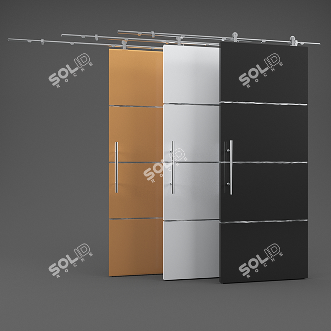 Sleek Stainless Steel Sliding Door 3D model image 1