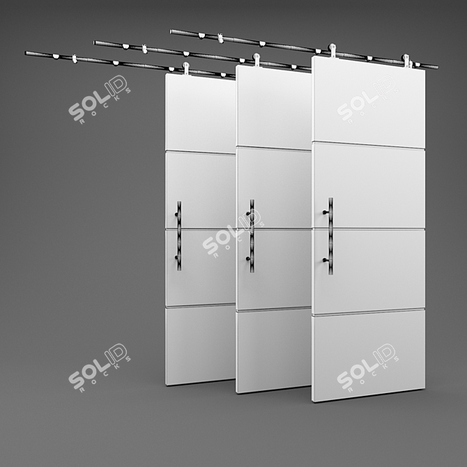 Sleek Stainless Steel Sliding Door 3D model image 2