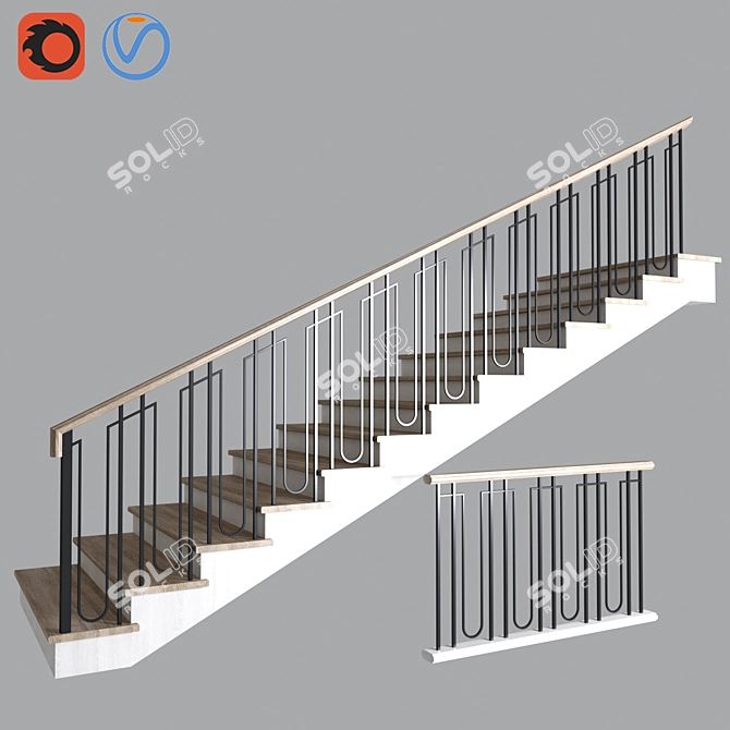 Sleek Steel Stairs: STAIRS_07 3D model image 1