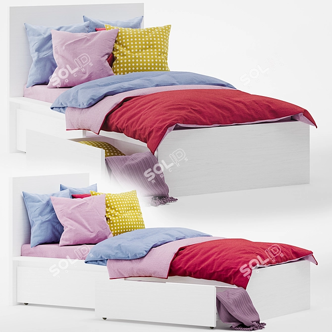 Sleek and Stylish Ikea Malm Bed 3D model image 1